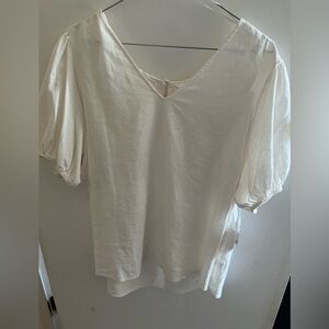 NWT LC Lauren Conrad Cream V-Neck Puff Sleeve Blouse -0X